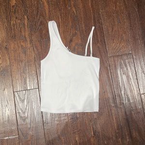 one shoulder white top detachable strap